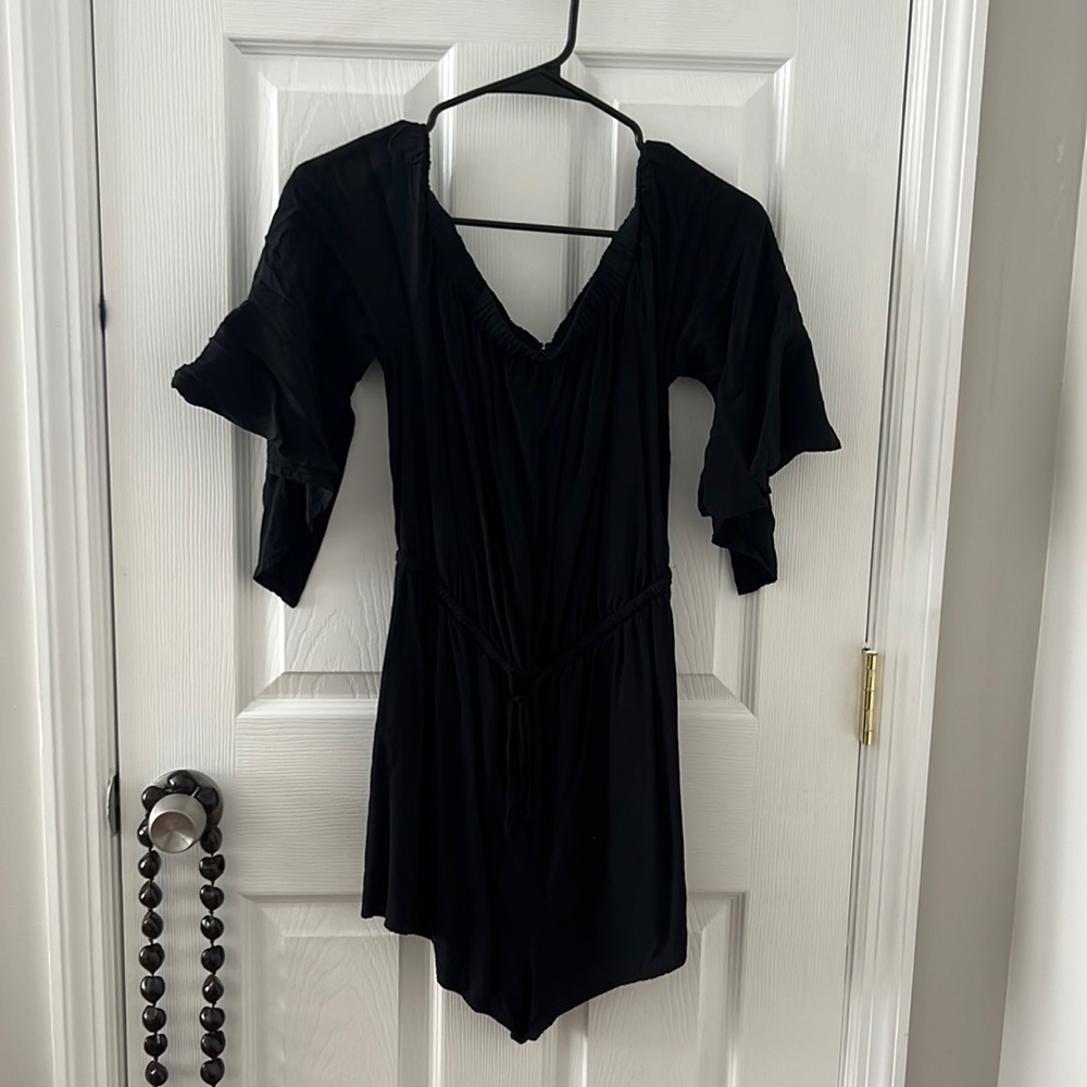 Express off the shoulder frill romper